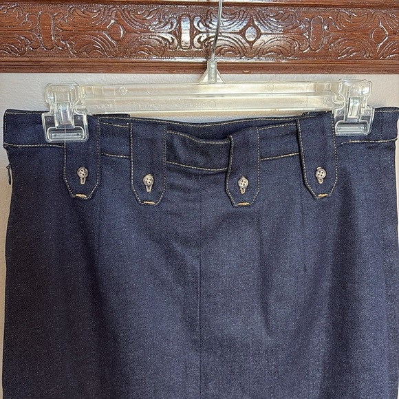 ROARI Meredith dark denim maxi pencil skirt invisible side zip belt loops NWT Sm - Picture 3 of 13